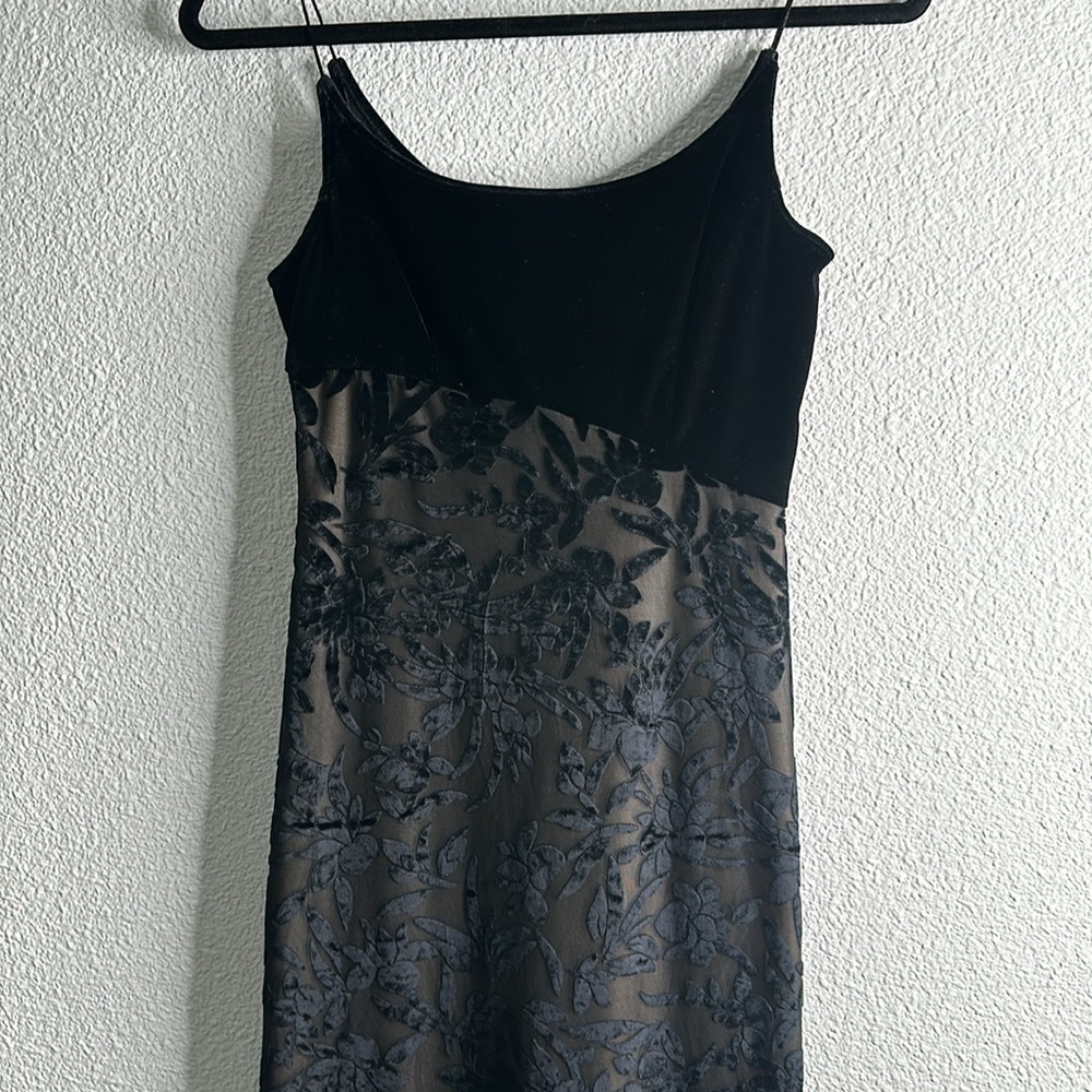 RAMPAGE black burnout velvet maxi dress SZ S whimsigoth dark romantic Y2K 90s - Picture 6 of 12